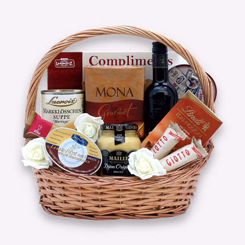 Geschenkkorb mit Delikatessen