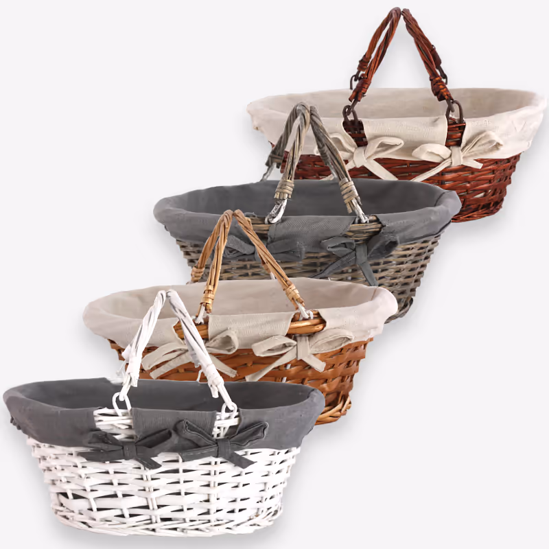 Weidenkörbe mit Stoffeinlage Weidenkörbe mit Stoffeinlage