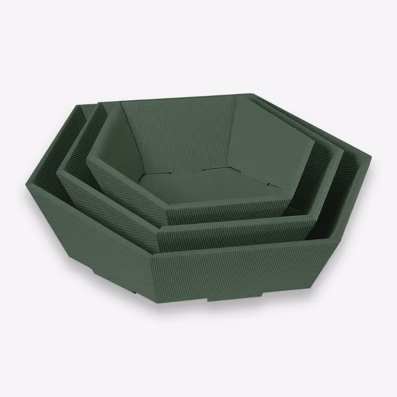 Geschenkkarton grün oliv - 6 eckig
