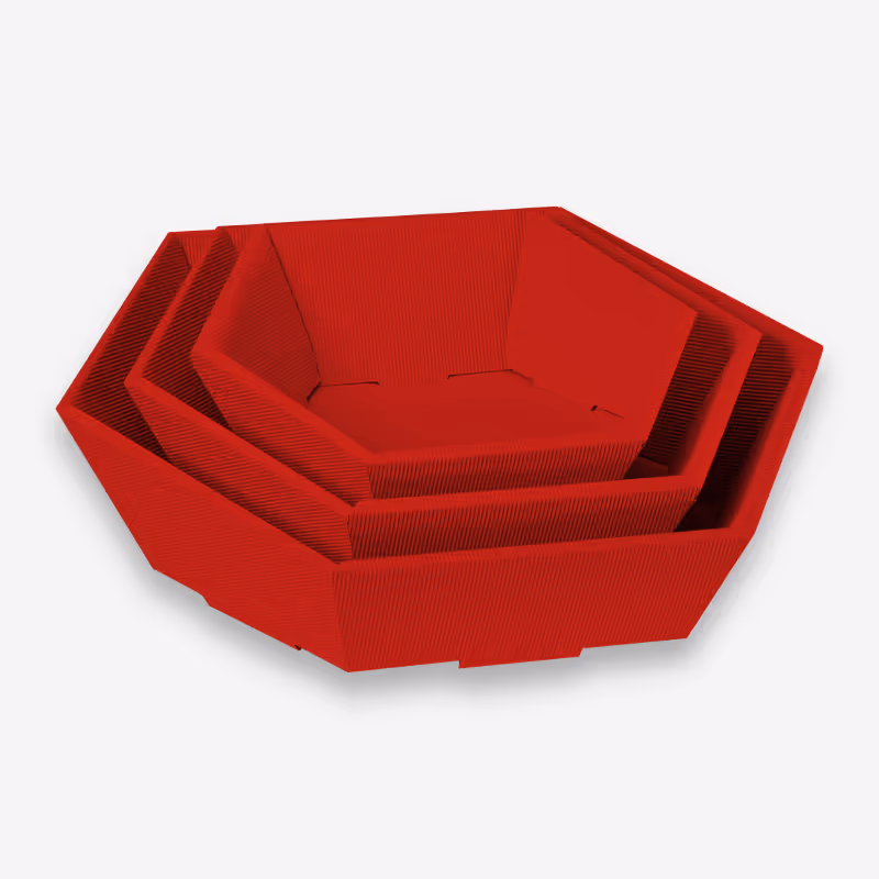 Präsentkartonschale sechseckig - rot